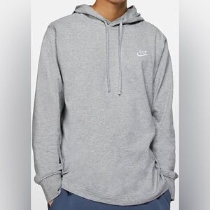 Nike Men's Light Gray Hooded Pullover with White Swoosh